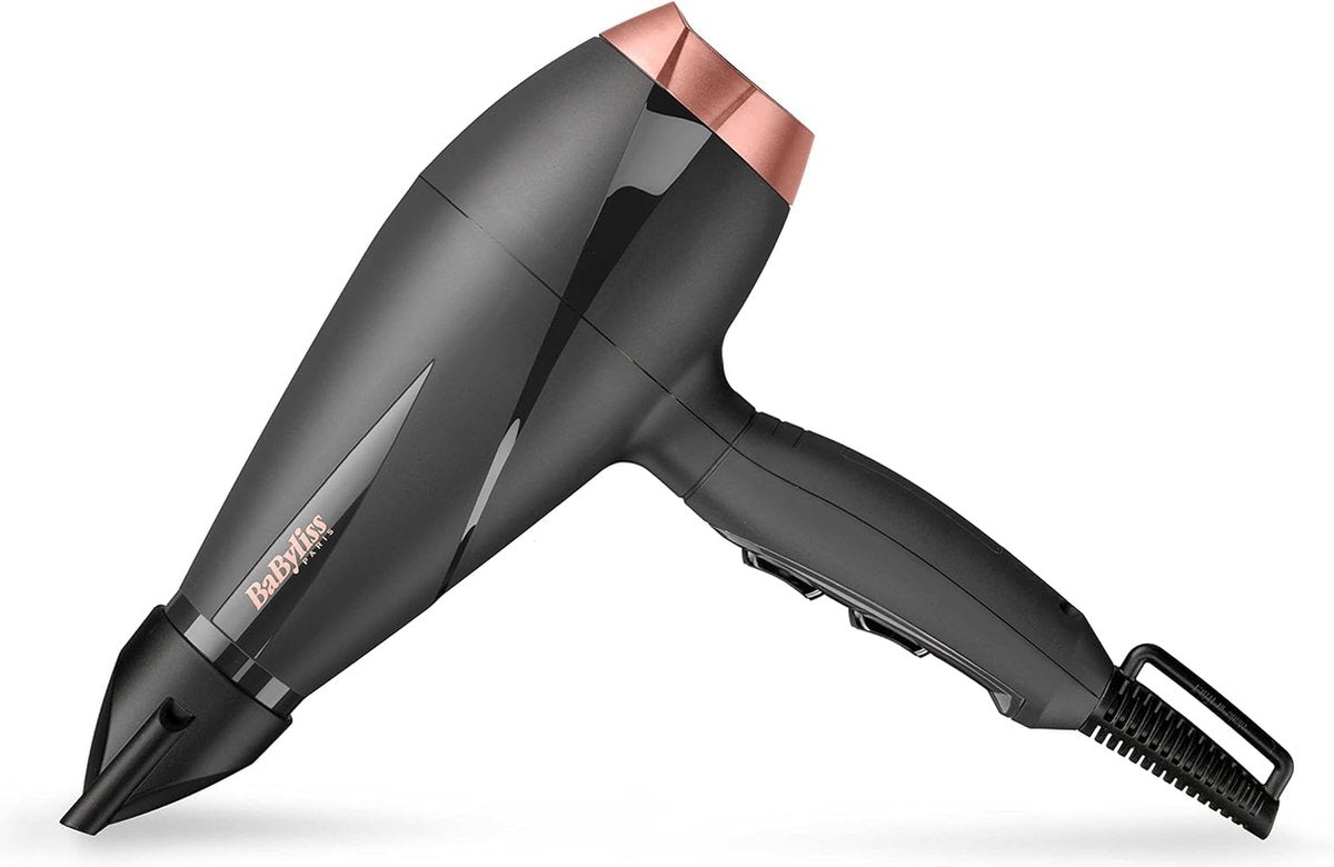 Föhn - Smooth pro - Ionische technologie - 2100W - AC motor - Inclusief blaasmond - Met diffuser - Lichtgewicht - 2.5 meter snoerlengte - Donkergrijs roze -