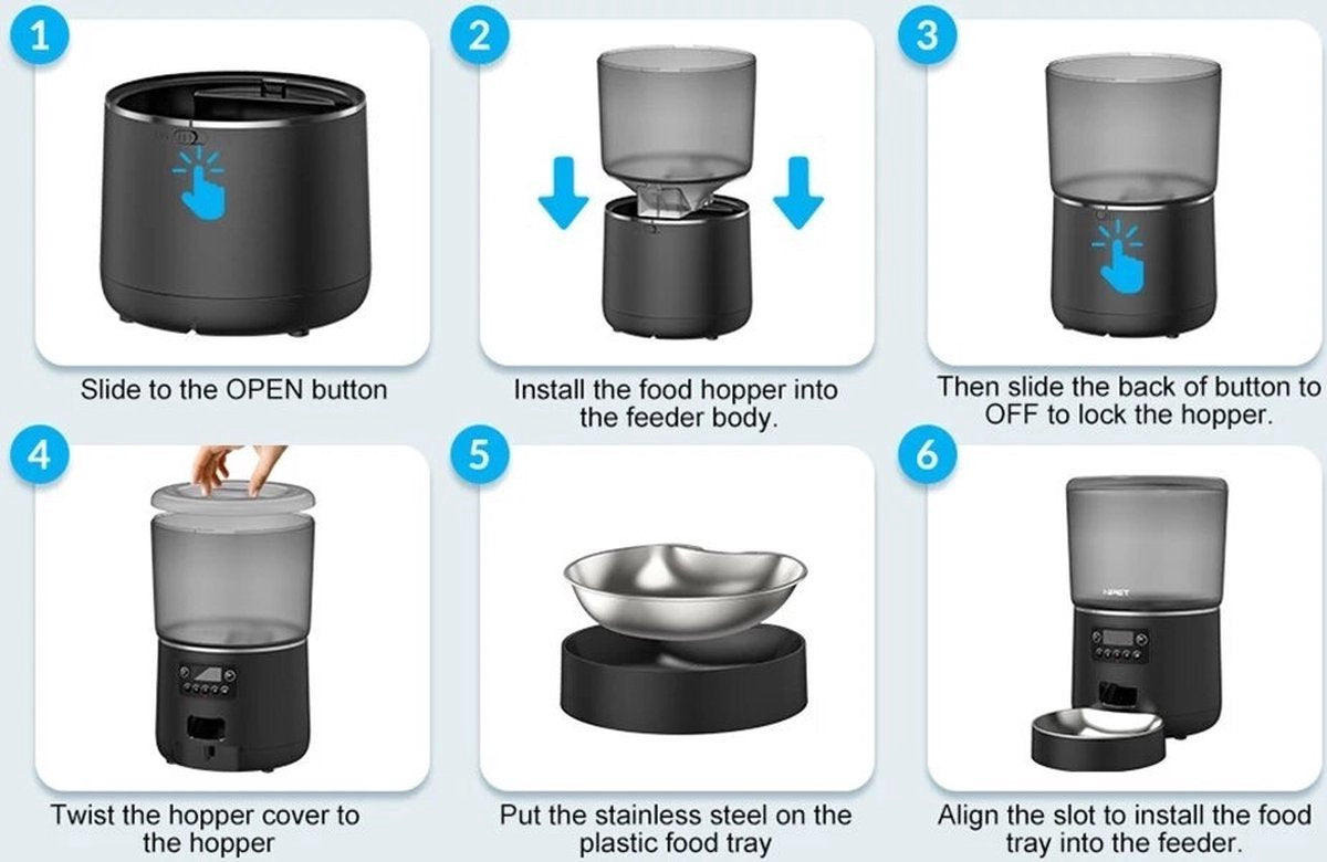 Automatic Pet Feeder 4 Liter for Dog and Cat Kibble Dispenser with Timer Stainless Steel Bowl Auto Feeder for Cats and Dog Accessories