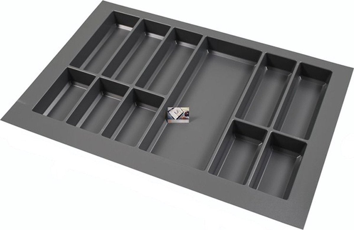 Plastic Cutlery Tray Classic Series Anthracite, Width 78-70 cm - Depth 54-47 - Width and depth can be customized - Cutlery drawer, Cutlery holder, Custom cutlery trays