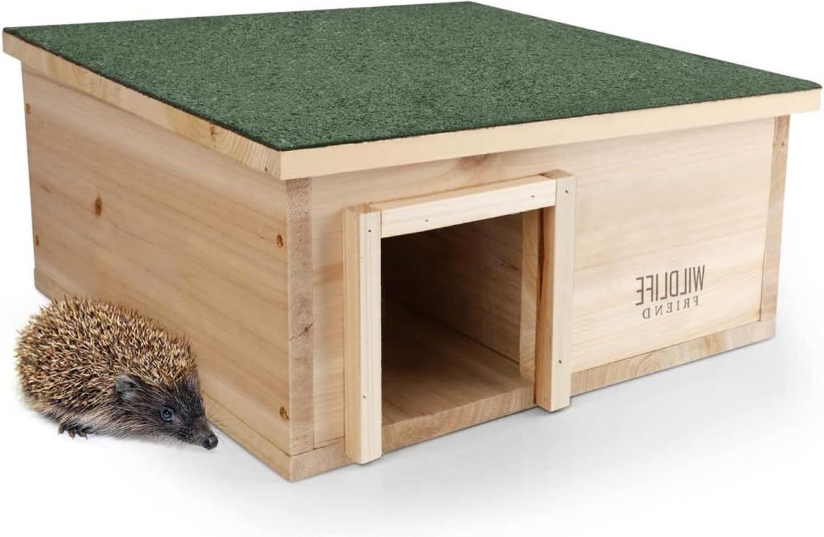 Hedgehog house Winter weather-resistant Garden Cat-proof Hibernating place Wooden bottom Hedgehog house