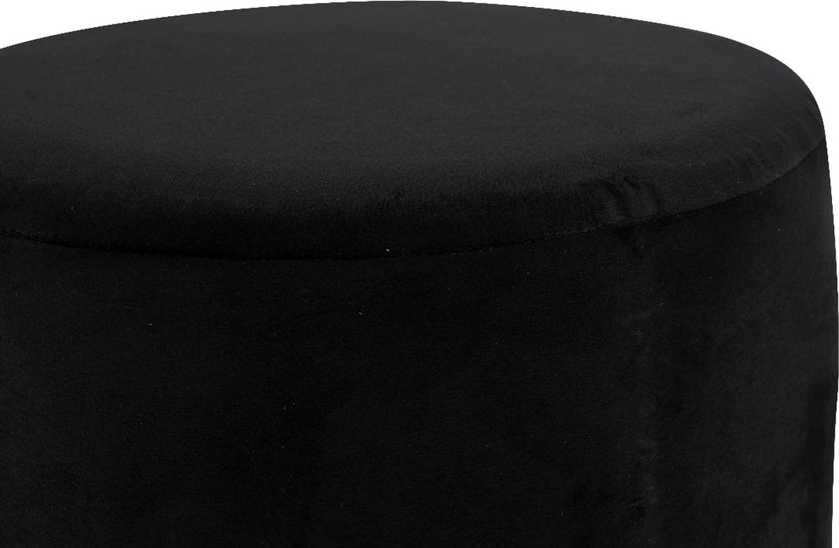 Fluwelen Poef Kira Zwart | Rond | Voetenbank | Zitmeubel | Modern & Luxe | Handgemaakt | 32 x 45 cm