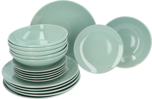 Earthenware Dinnerware Set for 6 persons, 18-piece - Mint Green