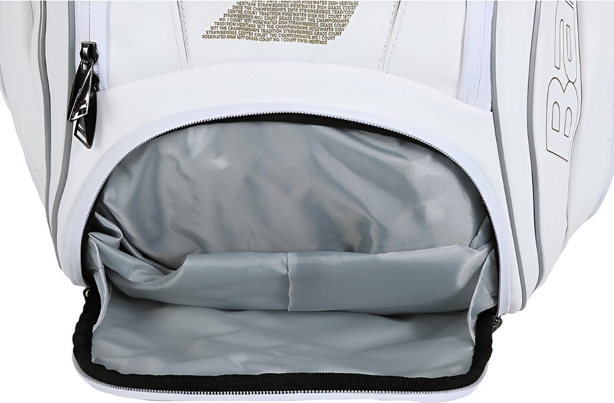E-Shop4u - Tennis Bag - Tennis Backpack - White - Polyester - Tennis Racket Bag for Men and Women - Ventilated Shoe Compartment - Durable and Stylish Design - Squash-Tennis-Badminton-Pickleball-Padel