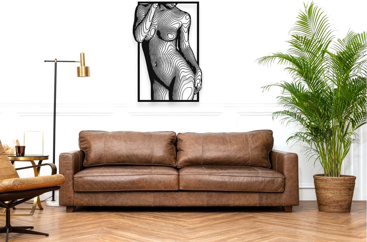 Vrouwenlichaam wanddecoratie woonkamer - Zwart - Houten kunst - Muurdecoratie - Lijntekening - Wanddecoratie - Boheems - Wandborden - Woonkamer - wanddecoratie woonkamer