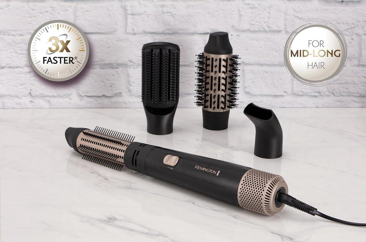 Föhnborstel 4 opzetstukken - 38mm - 50mm - Stijlborstel - Blaasmond - Voor föhnen & stylen - Heteluchtborstel en krultang - Halflang tot lang haar - 1000 Watt - Blow Dry & Style AS7500