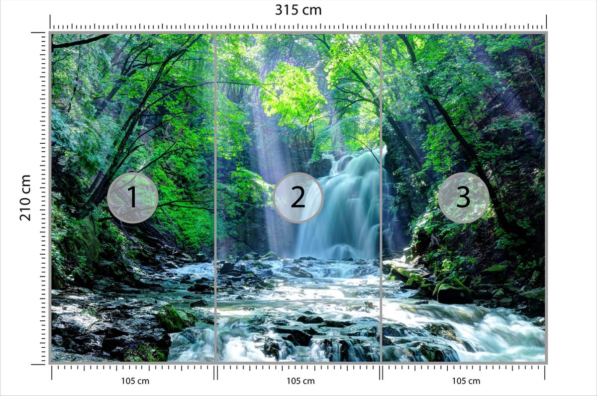 Fotobehang Waterval In Het Bos