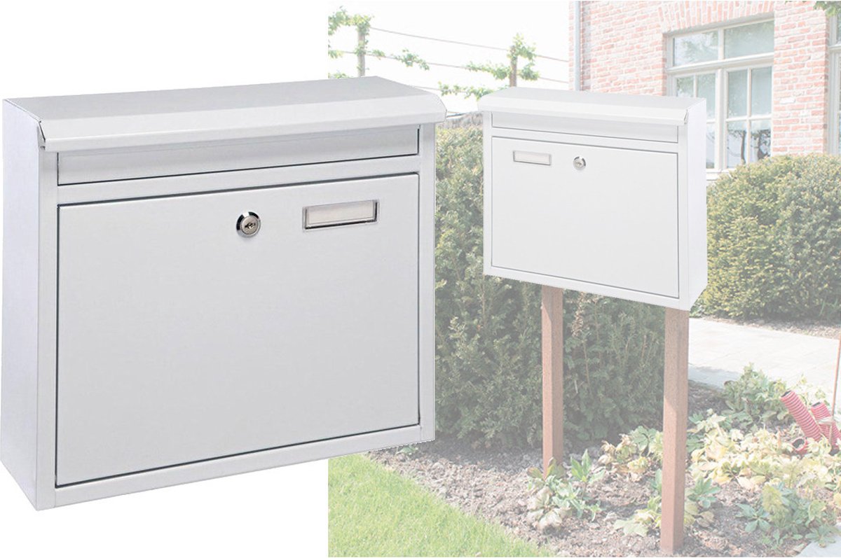 Hoi Brievenbus ijzer met slot - wit - 36 x 12 x 32 cm - Postbus - Woonaccessoires