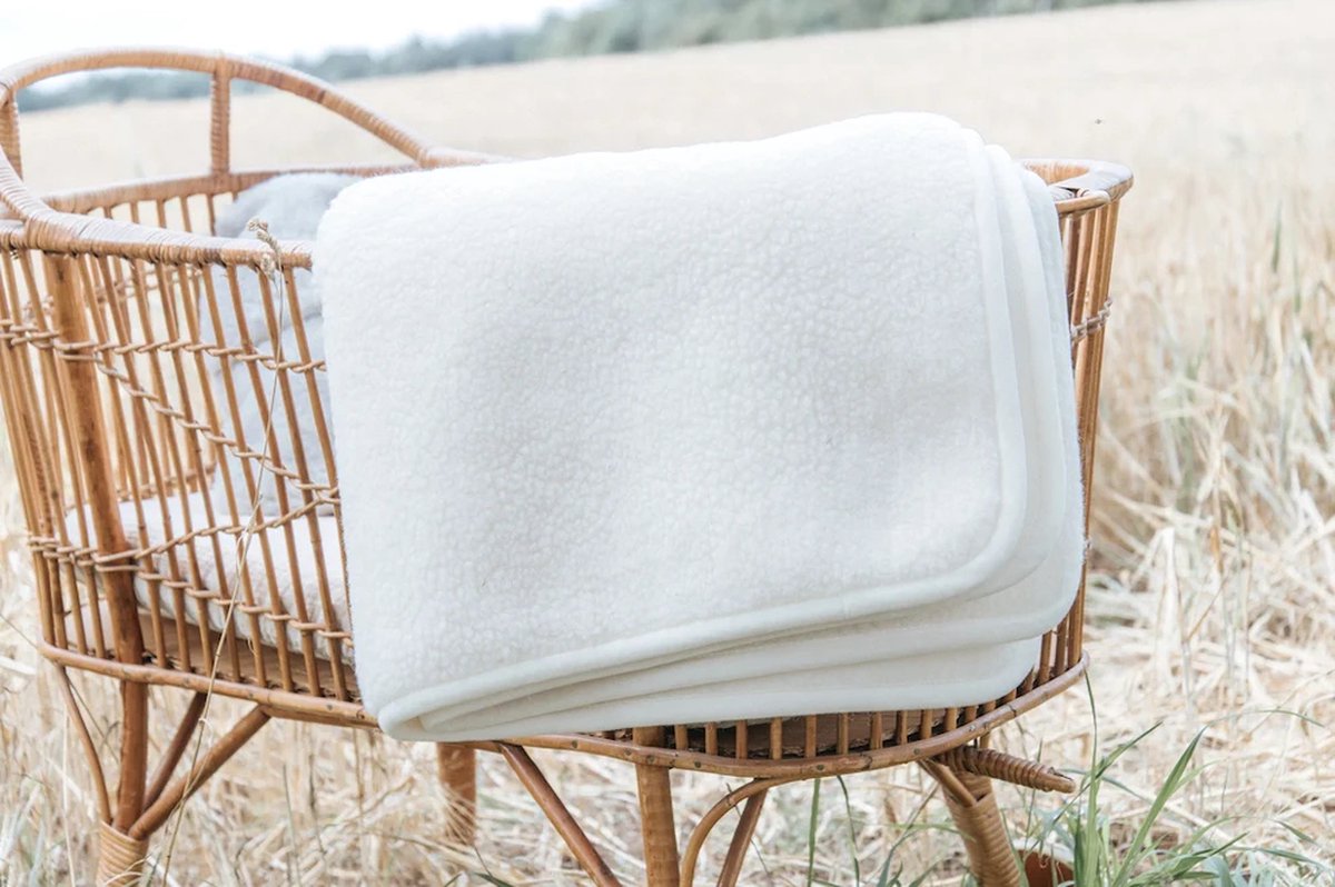 KiCo Label wiegdeken van 100% merinowol - zacht en warm - 75X100 - natuurlijk -