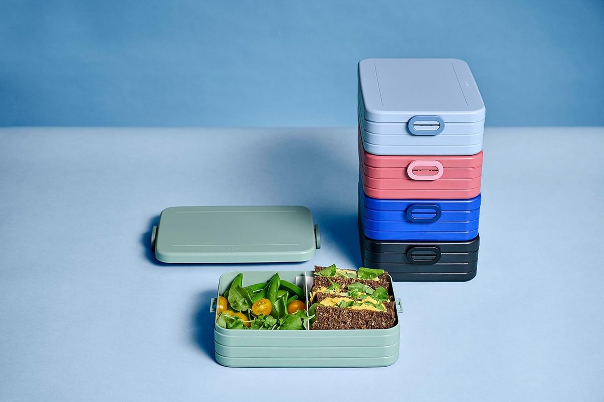 Mepal Take a Break Lunchbox groot, 1500 ml inhoud, broodtrommel met verdeler - ideaal voor mealprepping, vaatwasserbestendig, ABS, nordic pink