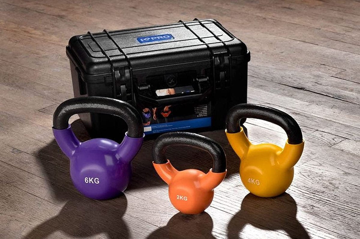 Pro Fitness Kettlebell Set – set van 3 gewichten – 2, 4 en 6 kg – Gietijzer – Opbergdoos - Cadeau