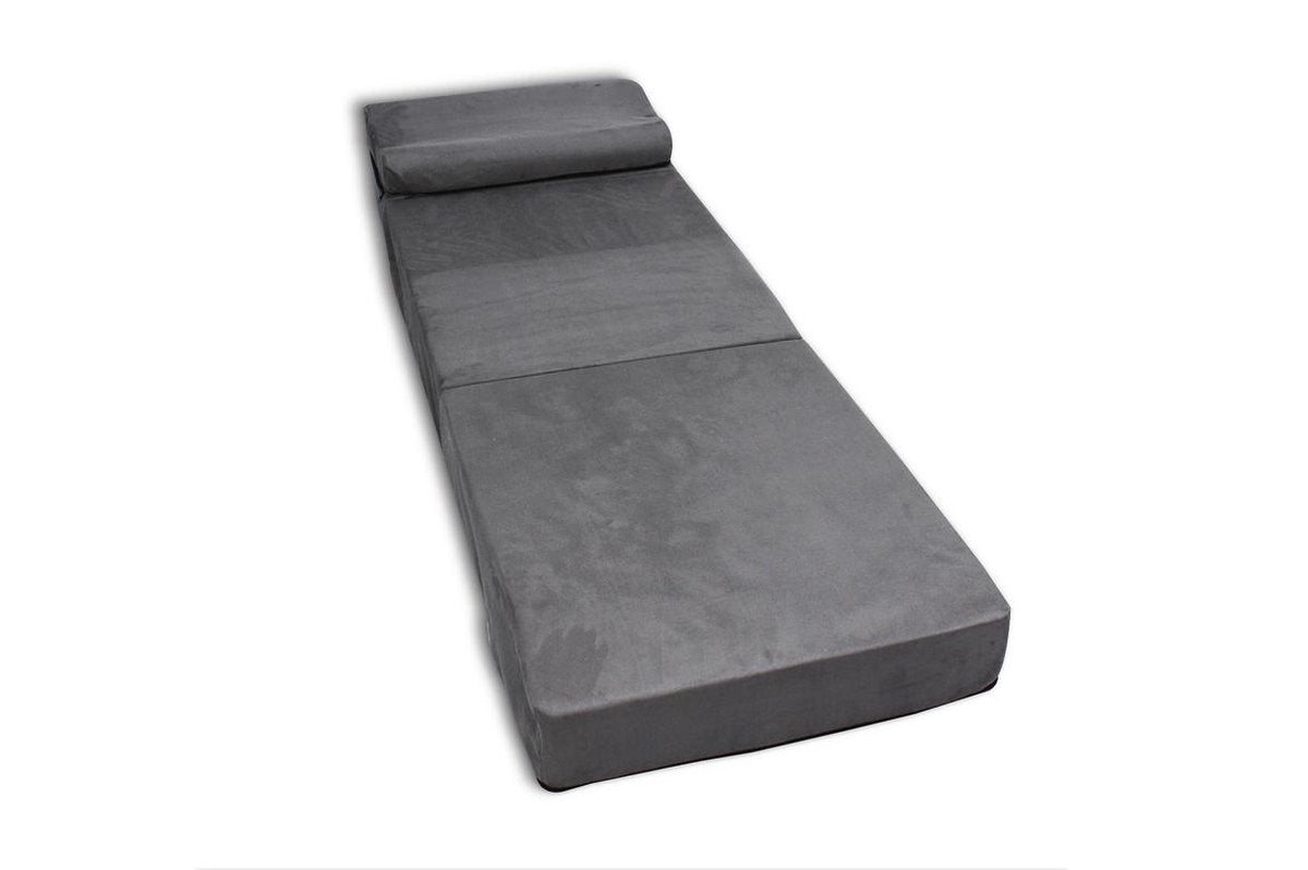 Logeermatras met kussen 70cm x 200cm x 15cm Opvouwbaar Grijs