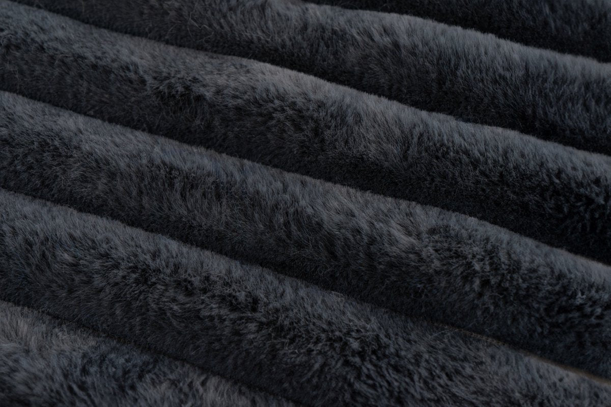 Lalee Pluche Fleece deken plaid zacht gestreept 3d imitatiebont plaid 150x200cm Antraciet grijs
