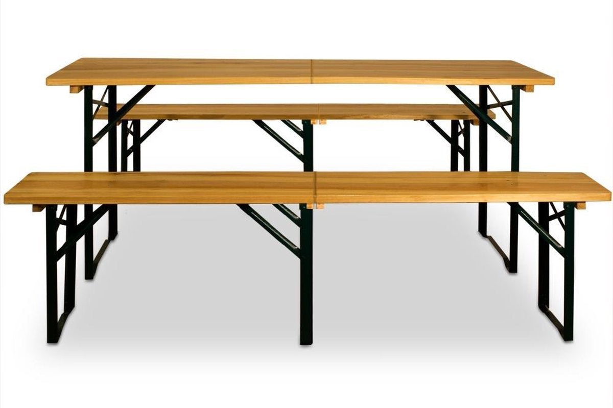 Picknicktafelset - 1 biertafel 2 bierbanken inklapbaar - 220cm