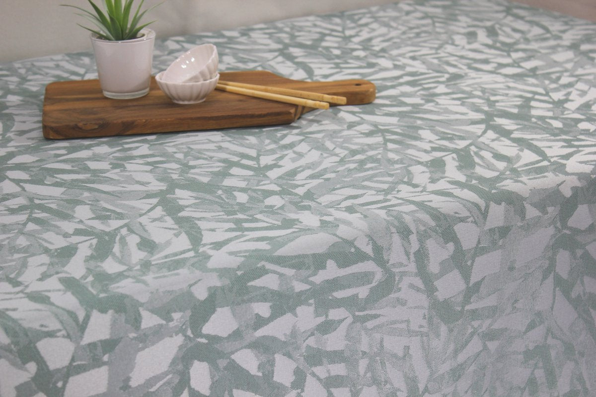 Jacquard Geweven Gecoat Luxe Tafellaken - Tafelzeil - Tafelkleed - Calera blauw - Hoogwaardig - Opgerold op dunne rol - Geen plooien - Rechthoekig - 140 cm x 280
