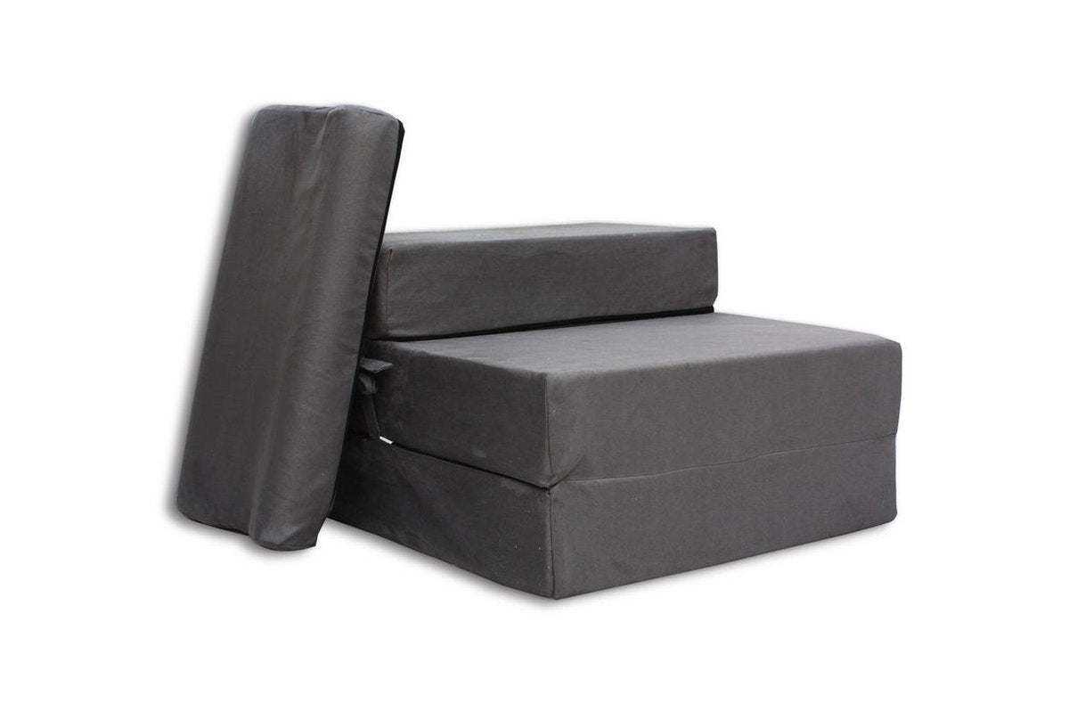 Logeermatras met kussen 70cm x 200cm x 15cm Opvouwbaar Grijs