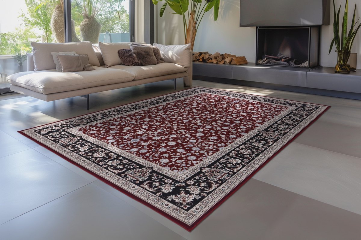 Lalee Dunya klassiek vloerkleed digitaal geprint karpet Perzisch motief laagpolig tapijt antislip rug wasbaar 160x230 cm rood