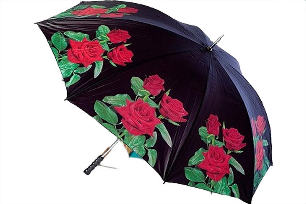 Sturdy umbrellas (5 pieces) with rose print and wooden handle - Multicolor - ø130cm - Very large - Wind - Rain - Umbrellas