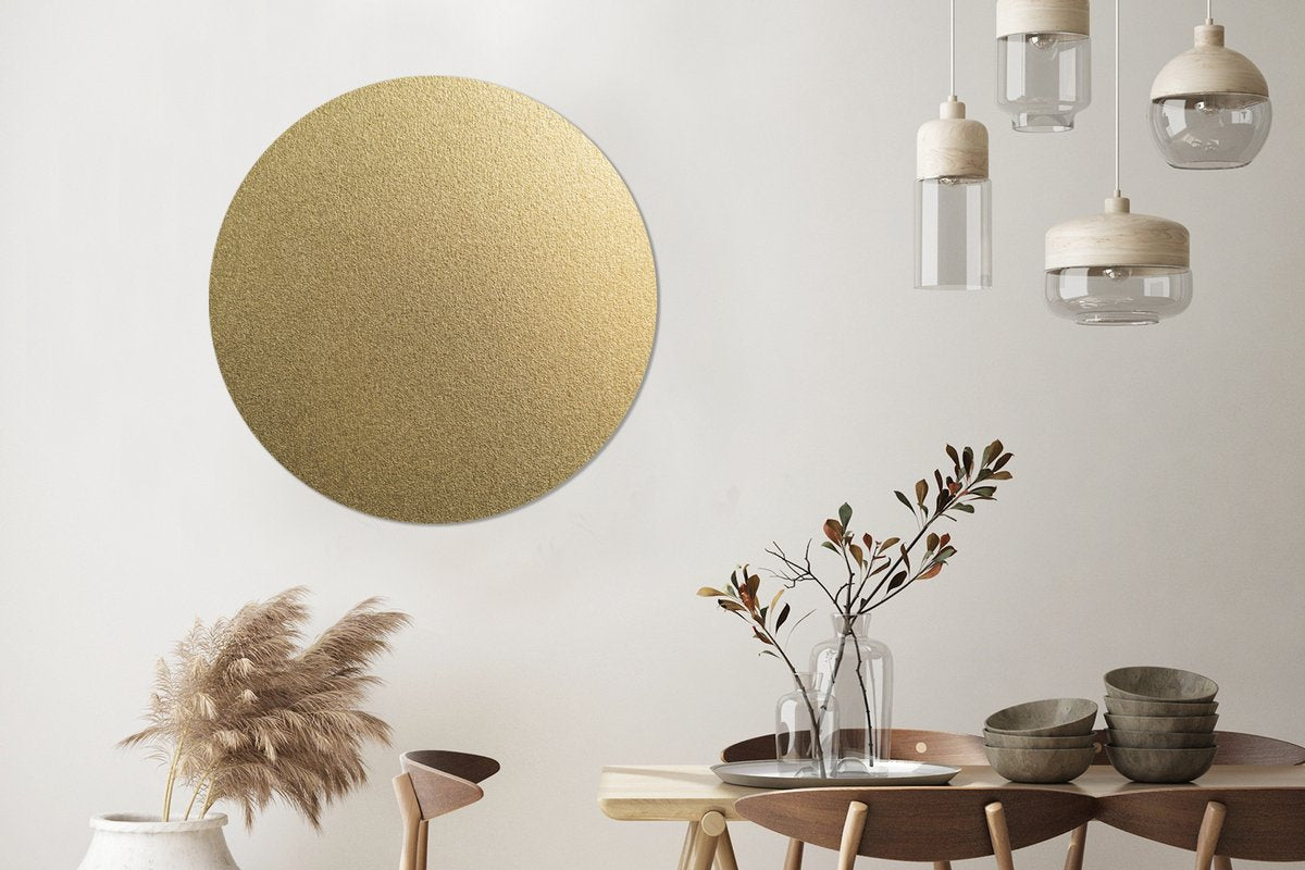 WallCircle - Wandcirkel - Muurcirkel - Metaal - Goud - Design - Structuur - Chique - Aluminium - Dibond - ⌀ 90 cm - Binnen en Buiten