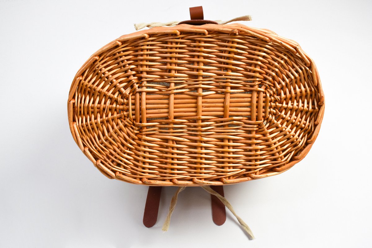 Rieten fietsmand vooraan (40*28*31 cm) voor kleine hond of kat