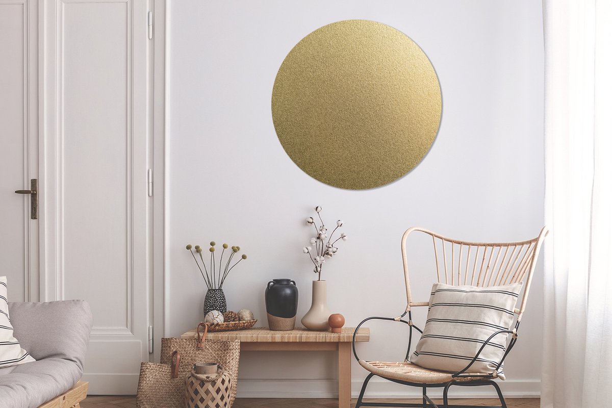 WallCircle - Wandcirkel - Muurcirkel - Metaal - Goud - Design - Structuur - Chique - Aluminium - Dibond - ⌀ 90 cm - Binnen en Buiten