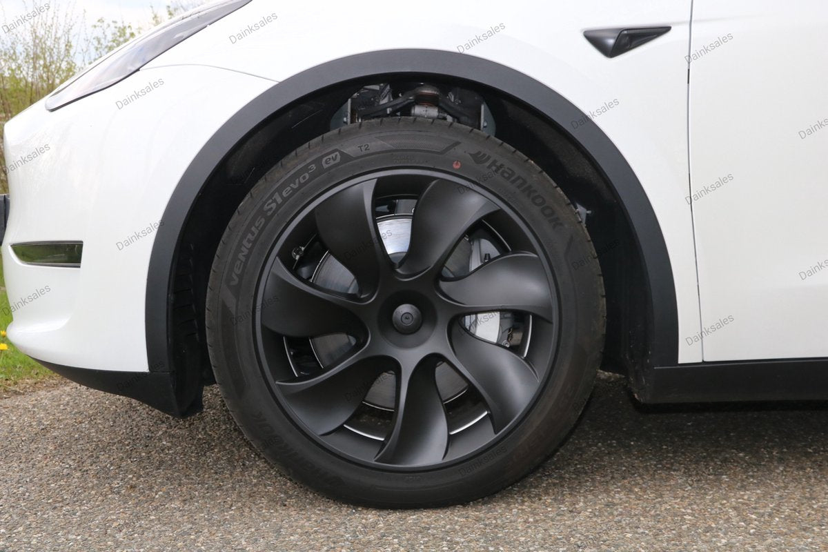 Tesla Model Y Mat Zwarte Aerodynamische Wieldoppen - Set van 4 wieldoppen - Sportieve upgrade voor 19 inch velgen