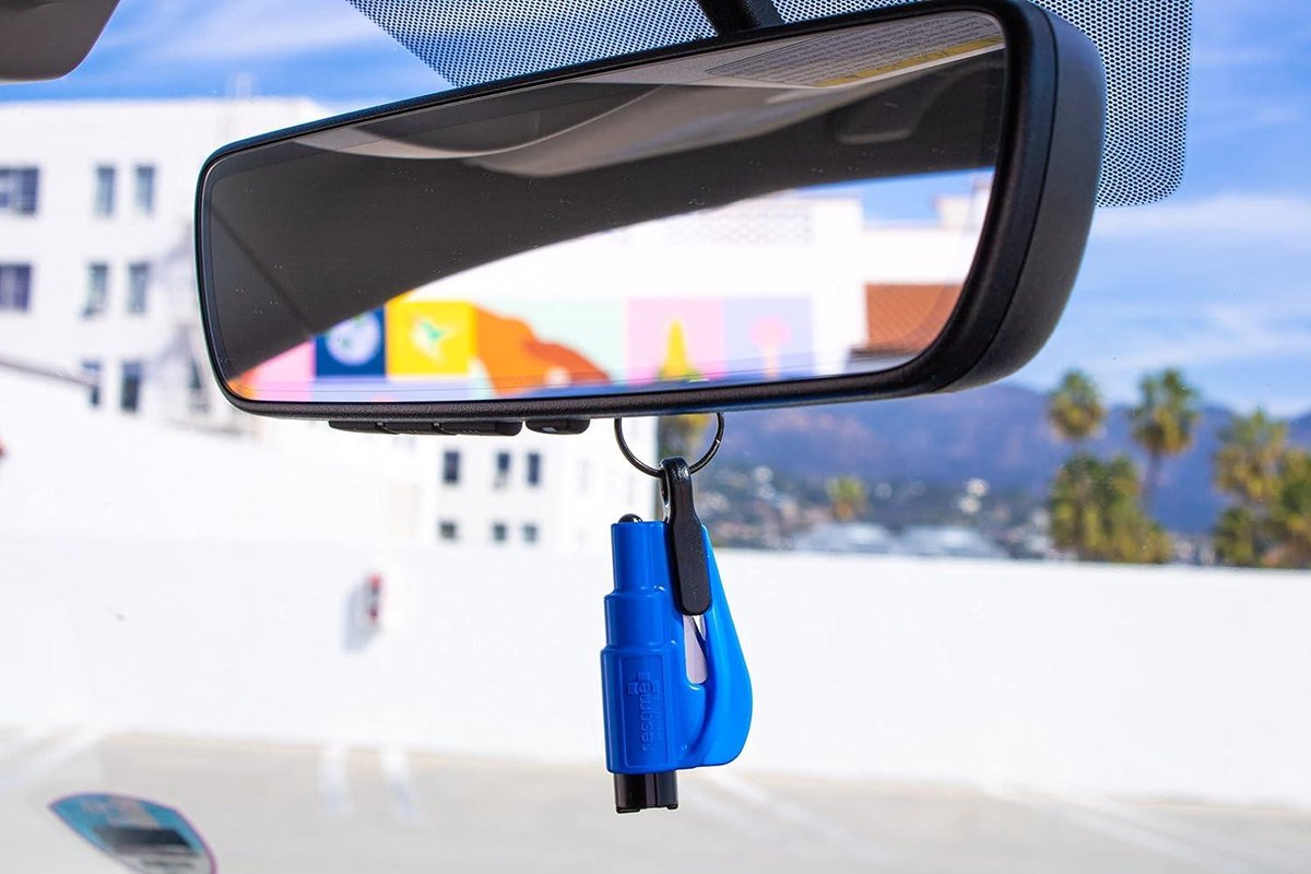Auto Beveiliging Sleutelhanger Raambreker en Gordelsnijder Noodhamer - Rood Wit Blauw Set van 3 - Gemaakt in de VS