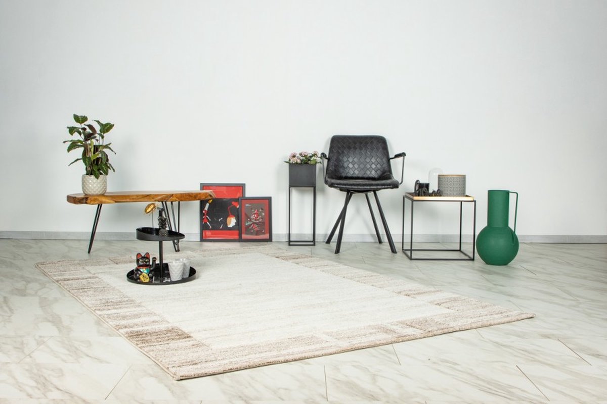 Lalee trendy Carving - modern - laagpolig - vloerkleed - vintage - handgetuft - hoog/laag - hip en trendy - karpet - tapijt - 160x230 cm beige bruin
