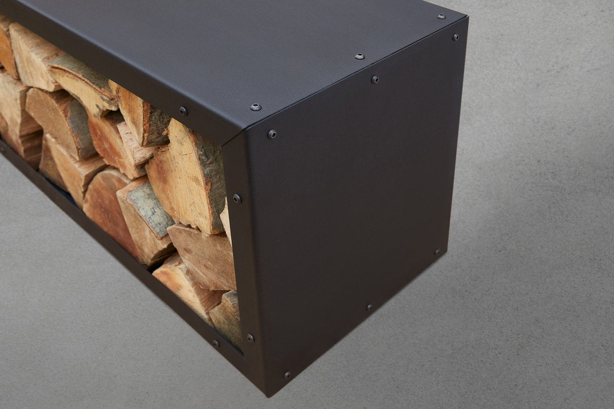 Opslag Haardhout binnen - Haardhout rek - Brandhout rek - zwart metaal - 116x38x35cm