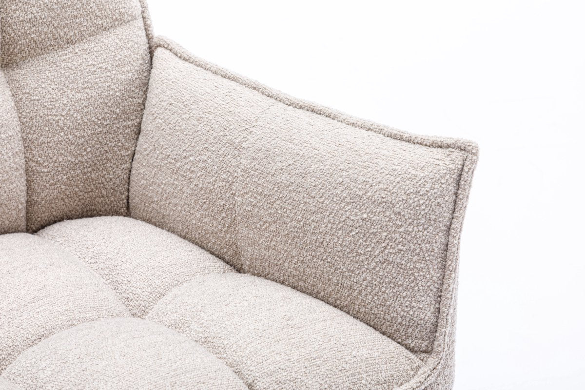 Dining chair - Chair - Dynasty - With arm - Fabric alpine - boucle fabric - Natural 01 - Swivel