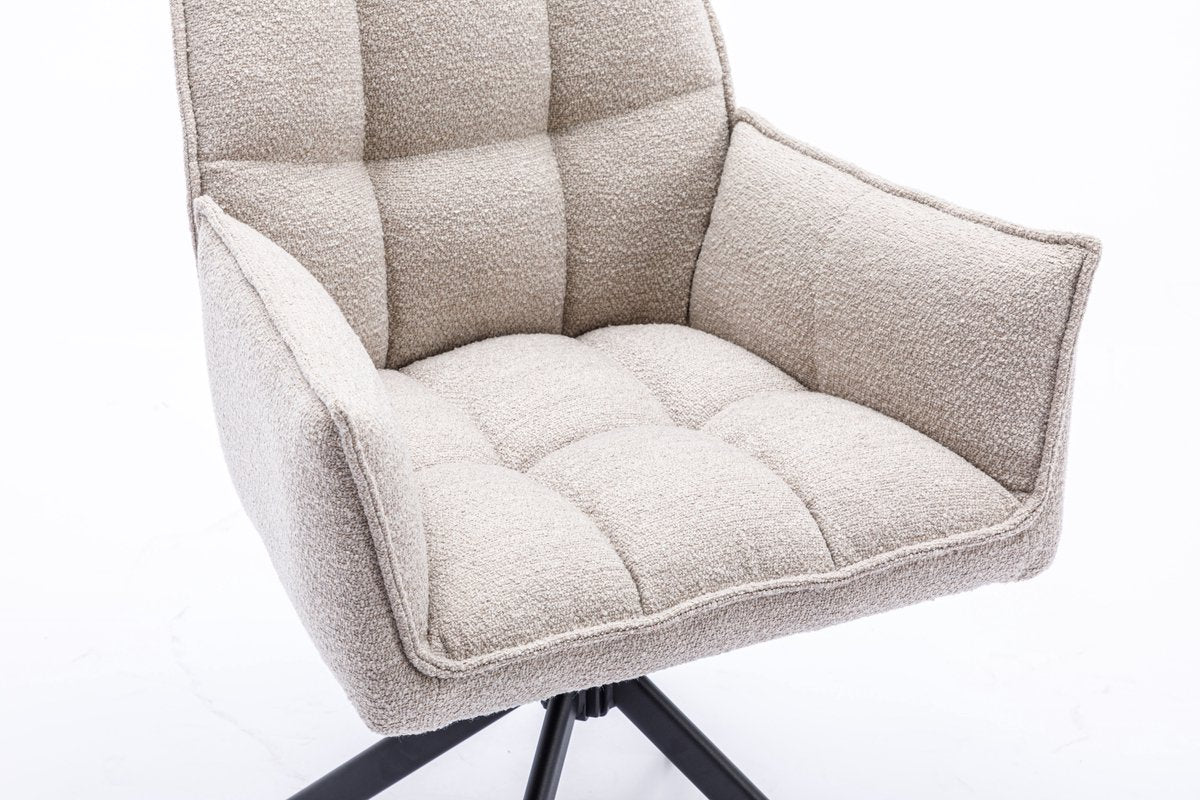 Dining chair - Chair - Dynasty - With arm - Fabric alpine - boucle fabric - Natural 01 - Swivel