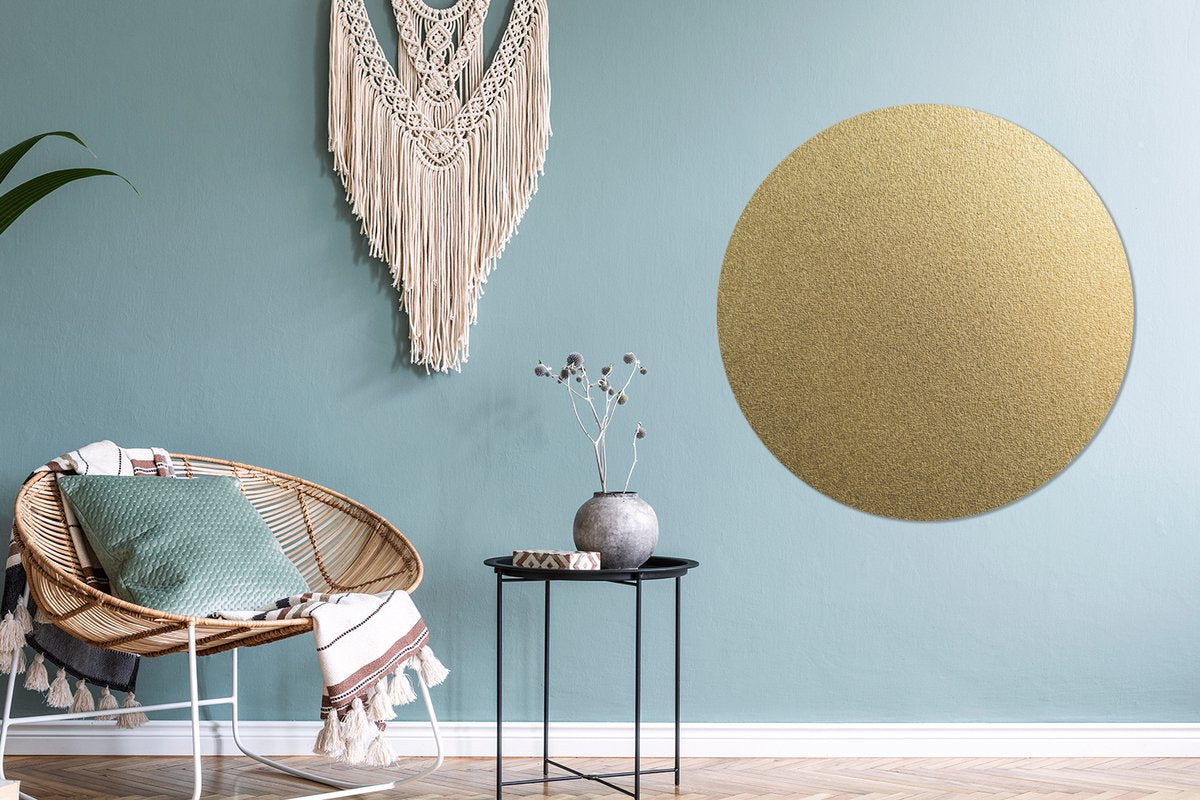 WallCircle - Wandcirkel - Muurcirkel - Metaal - Goud - Design - Structuur - Chique - Aluminium - Dibond - ⌀ 90 cm - Binnen en Buiten