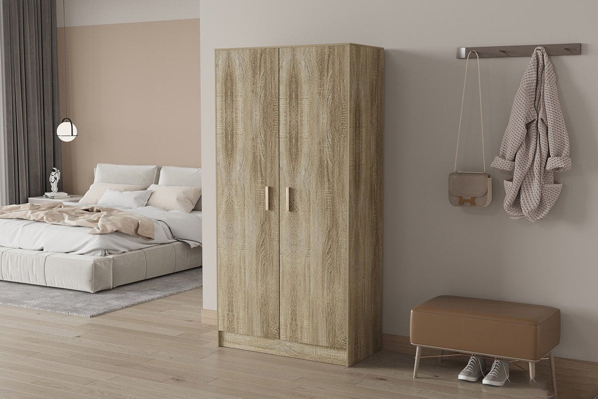 Tall closed cabinet Edwin Sonoma - Width 75 cm - Height 148 cm - Depth 36 cm - With shelves - With hinged doors