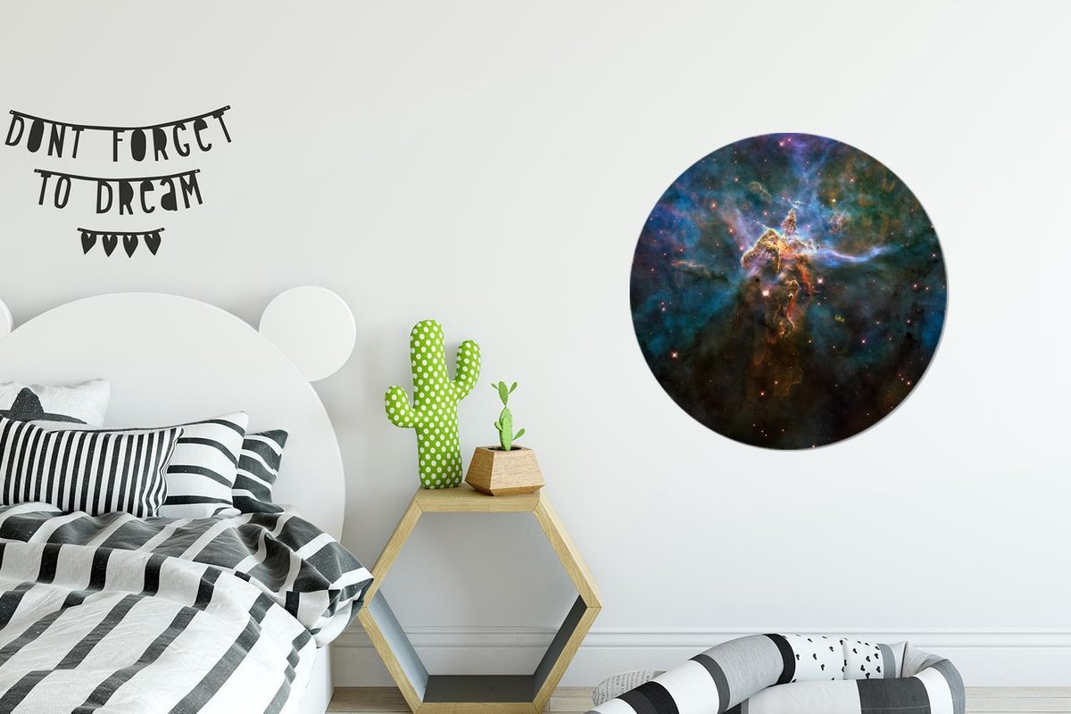 WallCircle - Wandcirkel - Muurcirkel - Galaxy - Sterren - Kleuren - Aluminium - Dibond - ⌀ 60 cm - Binnen en Buiten