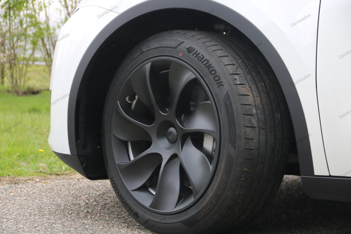 Tesla Model Y Mat Zwarte Aerodynamische Wieldoppen - Set van 4 wieldoppen - Sportieve upgrade voor 19 inch velgen
