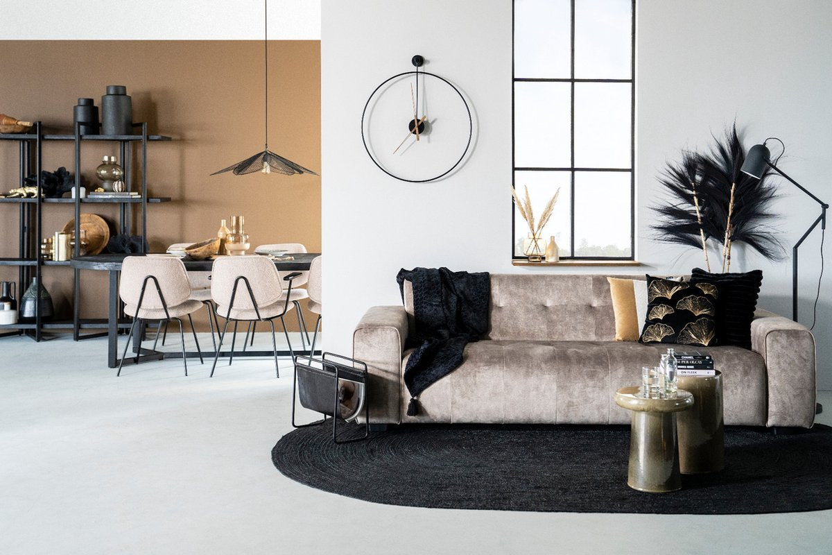 Grote ronde klok Sundial groot zwart - diameter 70 cm - zwarte ronde klok - metaal - minimalistisch design - wanddecoratie - interieur - op batterijen - woonkamer, hal, keuken, kantoor - Scandinavisch, industrieel