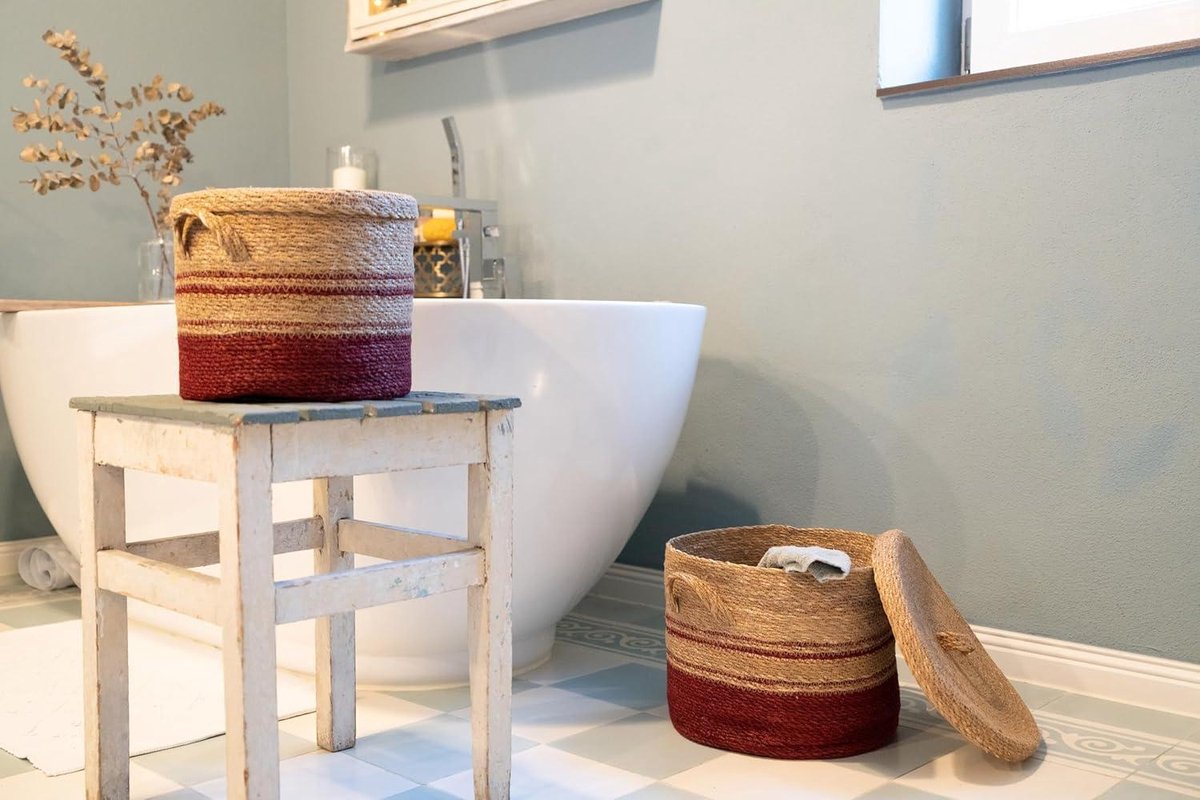 Wicker basket with lid sweet living seagrass basket woven laundry basket decorative baskets boho style storage M Wicker basket with lid sweet living
