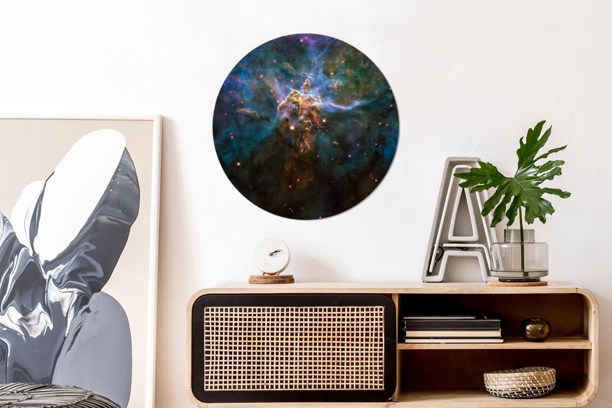 WallCircle - Wandcirkel - Muurcirkel - Galaxy - Sterren - Kleuren - Aluminium - Dibond - ⌀ 60 cm - Binnen en Buiten