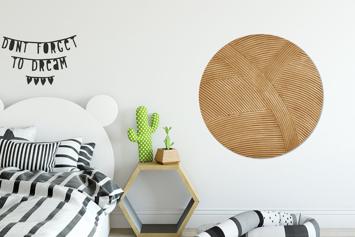 WallCircle® Wandcirkel 90 x 90 cm - Muurcirkel Structuur - Natuur - Rotan Kunst - Natuurlijk Modern - Muurdecoratie woonkamer - Wanddecoratie slaapkamer - Kamer decoratie accessoires - Ronde schilderijen - Woonaccessoires cirkel binnen