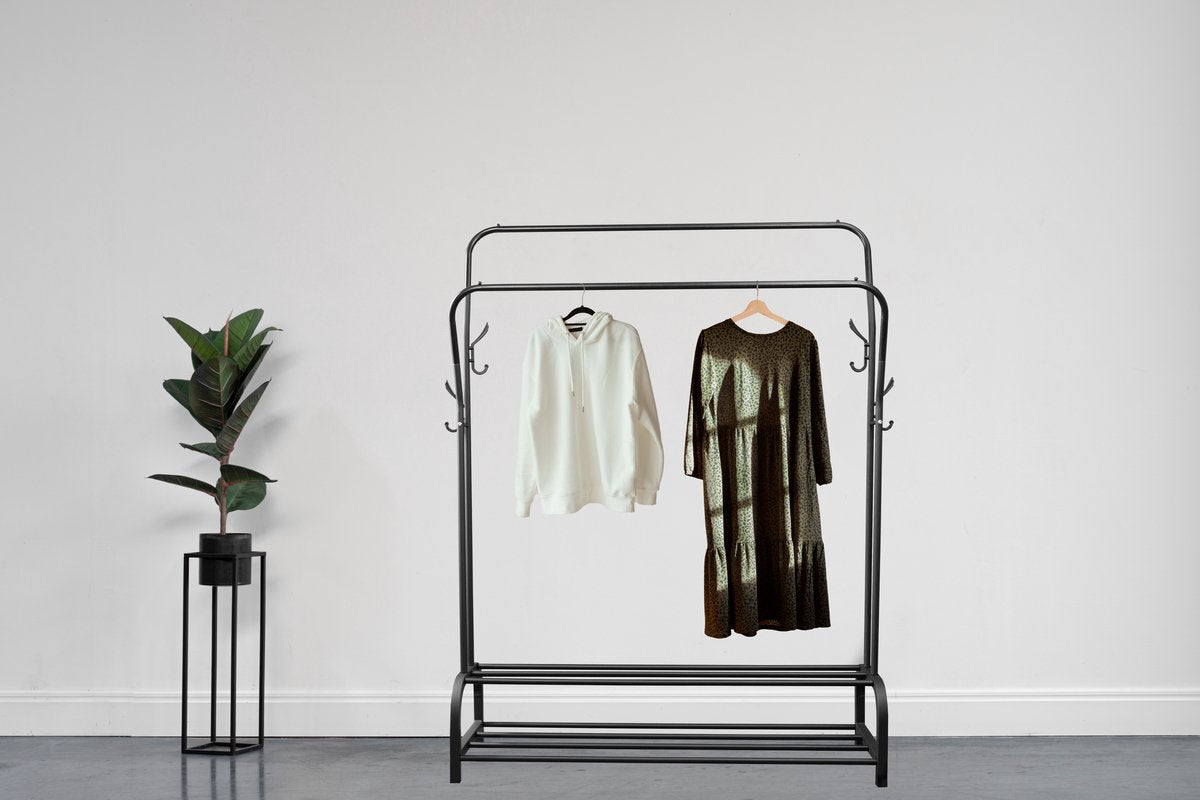 LG Life’s Green XL Kledingrek - Dressboy – Zwart – Metaal – Garderoberek met ophanghaken – H146xB110xD35 cm