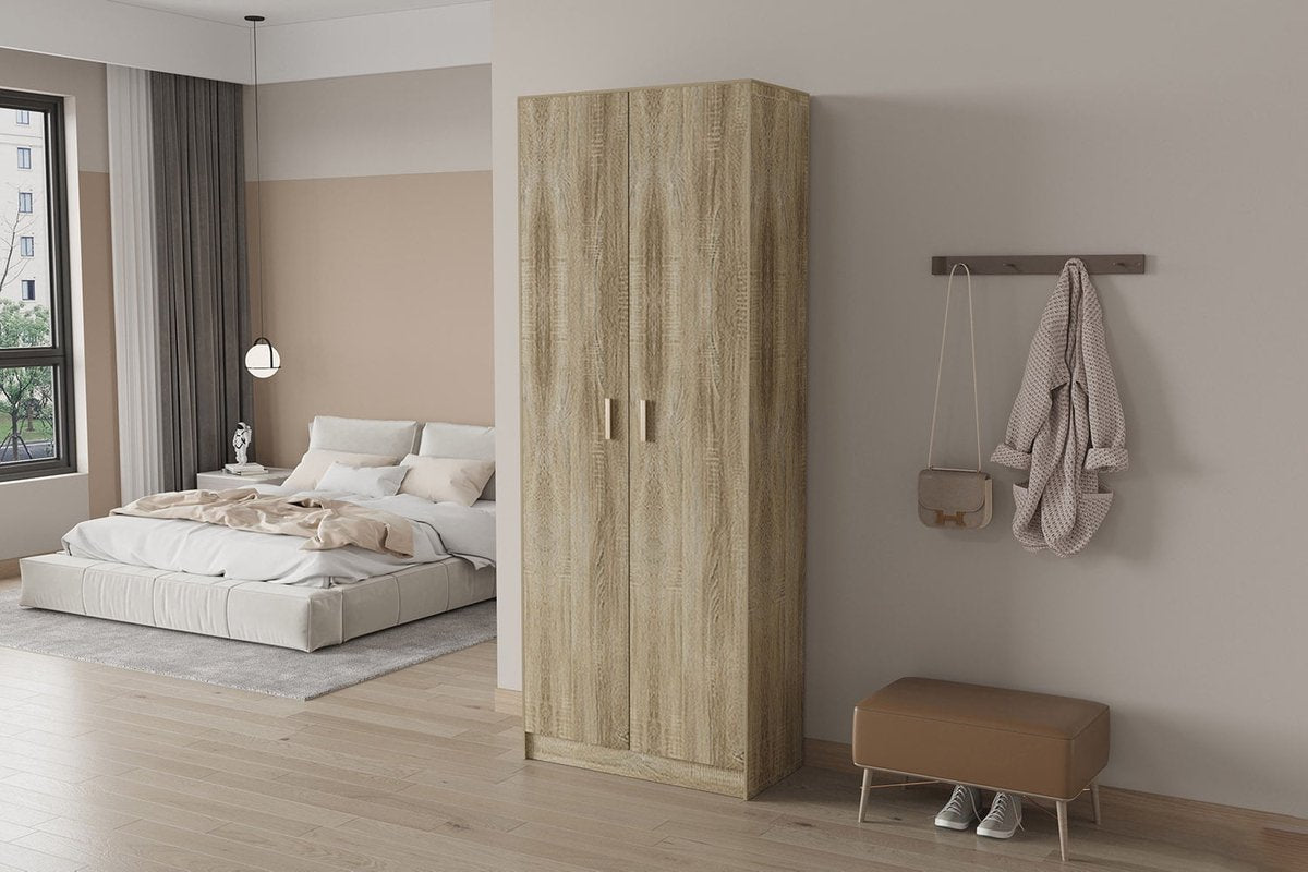 High closed cabinet Edwin Sonoma - Width 75 cm - Height 194 cm - Depth 36 cm - With shelves - With hinged doors