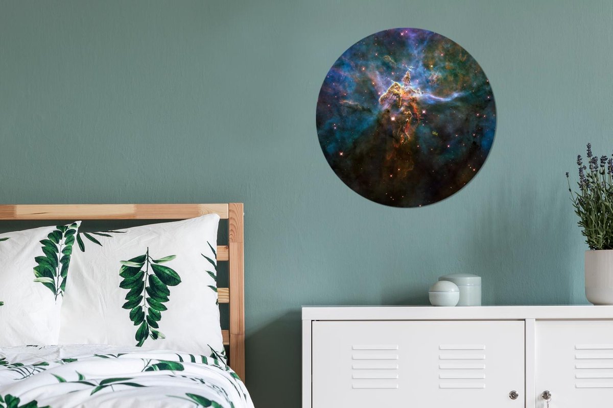 WallCircle - Wandcirkel - Muurcirkel - Galaxy - Sterren - Kleuren - Aluminium - Dibond - ⌀ 60 cm - Binnen en Buiten