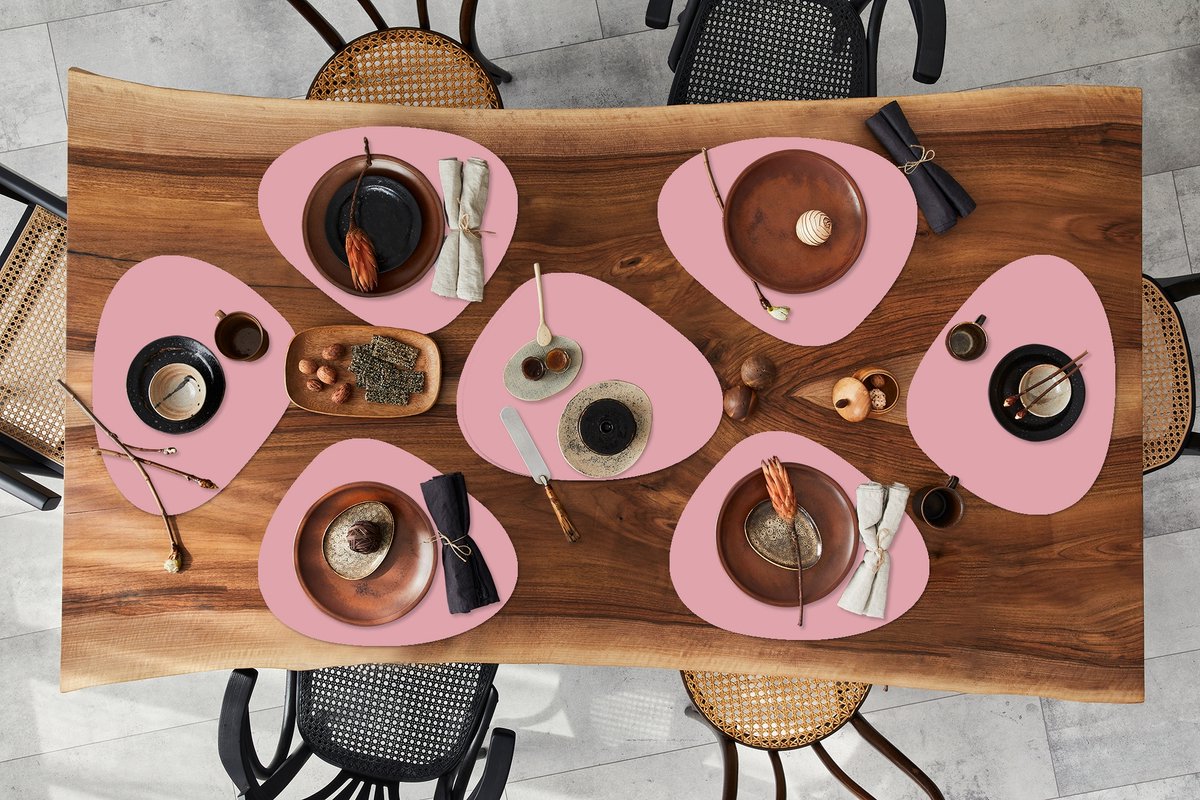 Placemat organisch - Placemats organisch - Onderleggers - Roze - Kleuren - Interieur - Effen - Kleur - 8 stuks