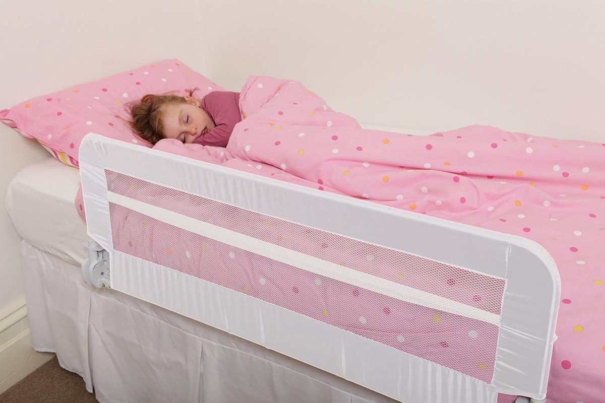 Bedrek Opvouwbare Draagbare Bed Veiligheidsbarrière - Kinderen Volwassenen - Harrogate - 109cm Breed 455cm Hoog - Wit Model F771
