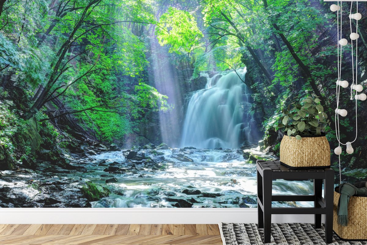 Fotobehang Waterval In Het Bos