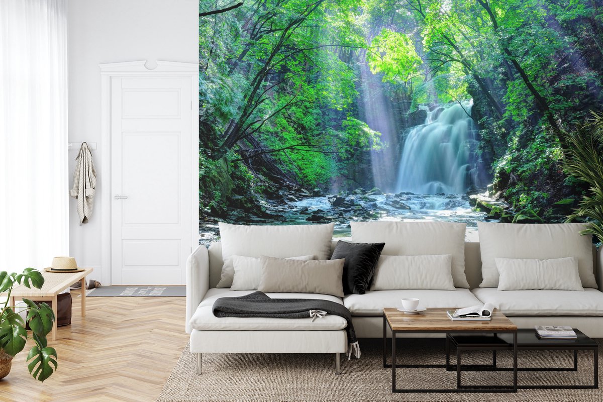 Fotobehang Waterval In Het Bos