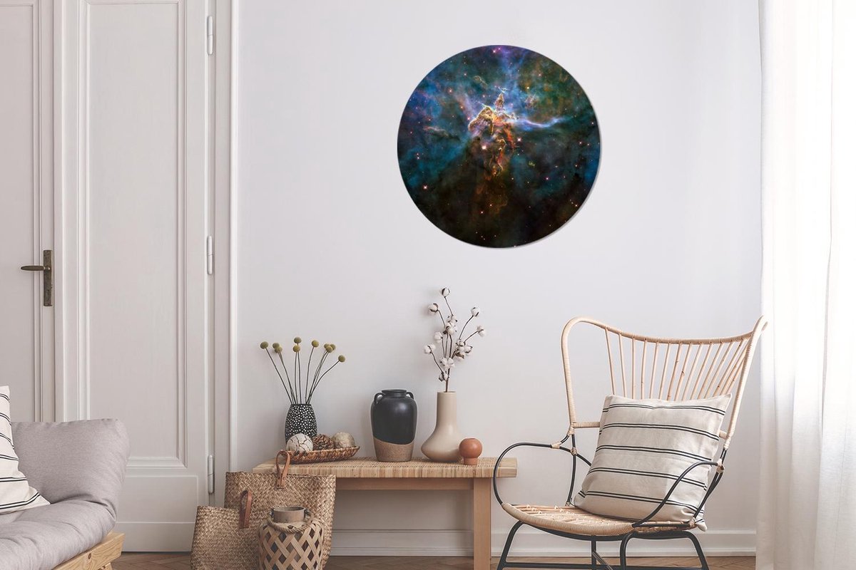 WallCircle - Wandcirkel - Muurcirkel - Galaxy - Sterren - Kleuren - Aluminium - Dibond - ⌀ 60 cm - Binnen en Buiten