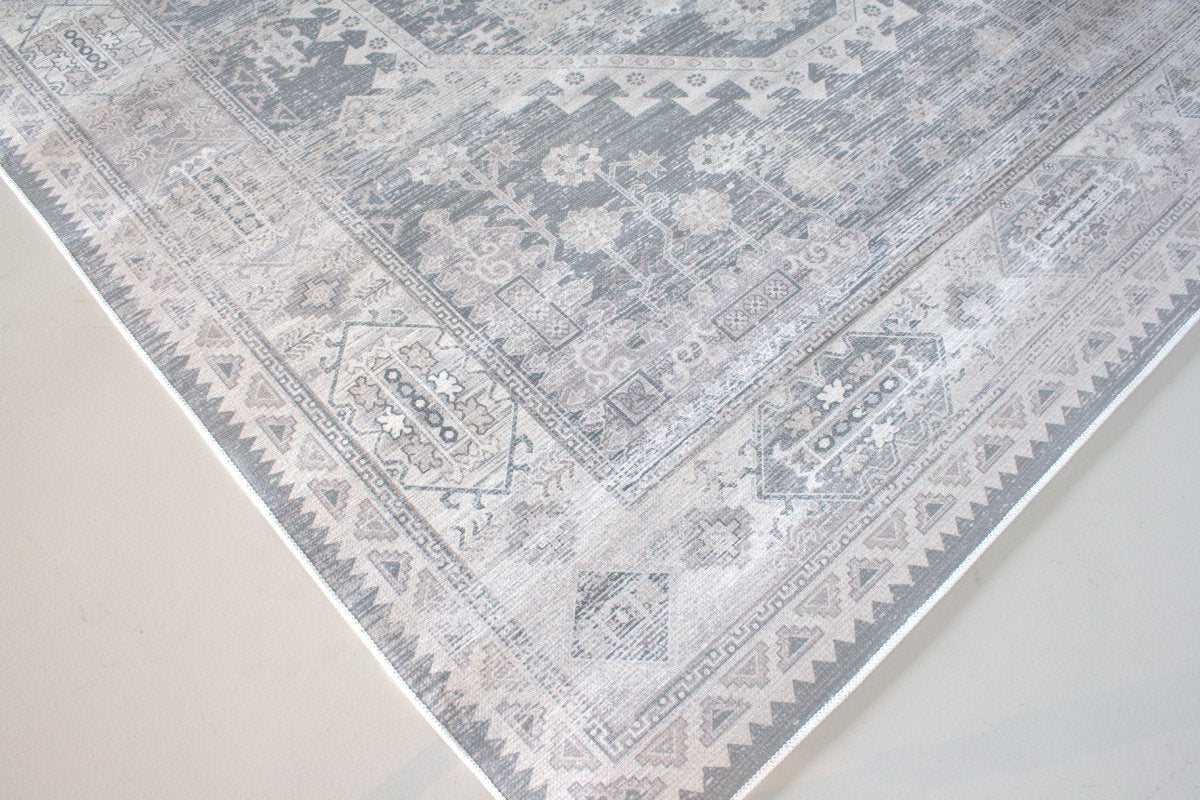 Vloerkleed vintage 200x350cm wit grijs Perzisch oosters tapijt
