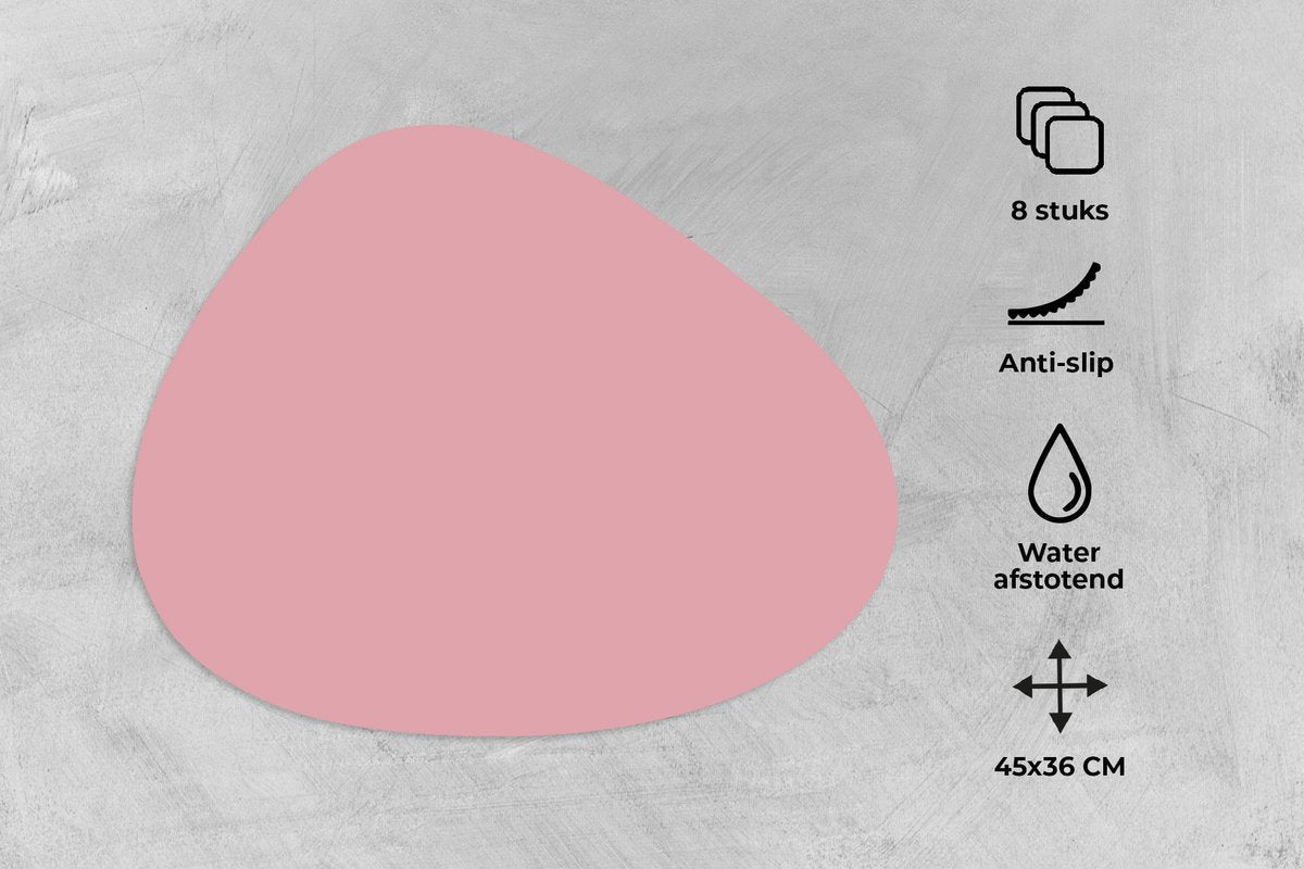 Placemat organisch - Placemats organisch - Onderleggers - Roze - Kleuren - Interieur - Effen - Kleur - 8 stuks