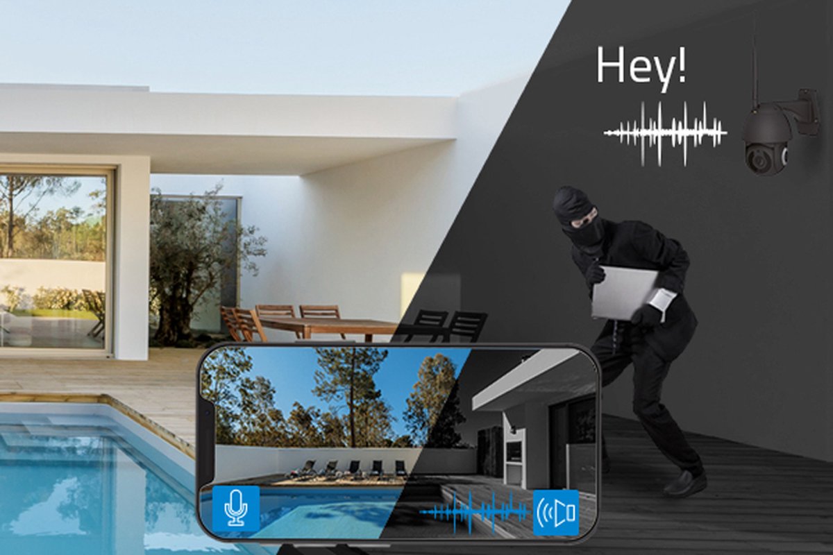 Nivian IPC 0S2-Black beveiligingscamera draadloos buiten - wifi smart - tracking - draai- en kantelbaar - 2K - 3 megapixel - camera beveiliging draadloos wifi - 3 jaar garantie