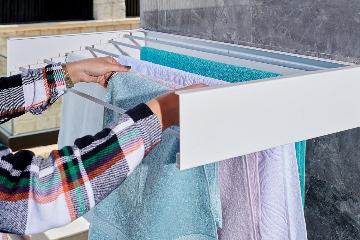 Drogrek, wandmontage, wasdroger, ruimte 70 cm lengte, uittrekbaar, wanddroogrek, opvouwbaar, droogrek aan de muur, voor buiten of binnen